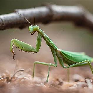 Praying mantis on a leaf